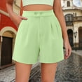 thumbnail image 2 of Women's High Waist Wide Leg Shorts Dressy Casual With Side Pockets Comfortable Summer Fashion Stretchy Trendy Lounge Outfits Green L Size, 2 of 6