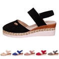 thumbnail image 5 of EliteGoogv Womens Wedge Sandals Closed Toe Platform Sandals Flock Upper Woven Bottom On Sandals For Women Large Size Summer Beach Shoes Black US :8.5, 5 of 9