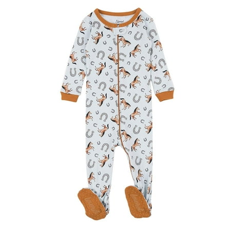 Leveret Kids Pajamas Baby Boys Girls Footed Pajamas Sleeper 100% Cotton (Horse, Size 4 Toddler)