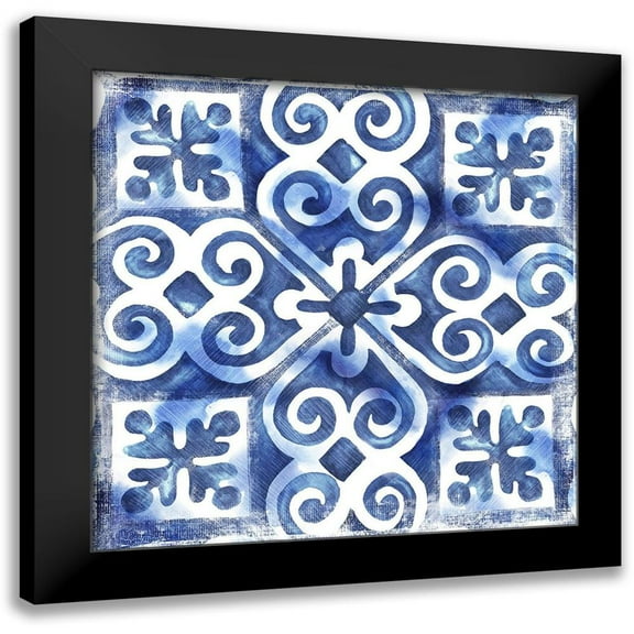Watts, Eva 12x12 Black Modern Framed Museum Art Print Titled - Blue Mosaic Tile I