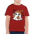 thumbnail image 4 of Staki Kids Halloween Shirts Girls Girl Halloween Shirt Tshirt Short Sleeve Tee Top Kids Season Fall Outfit(Red,8-9 Years), 4 of 5