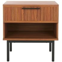 SAFAVIEH Axelle Modern 1 Drawer Nightstand,Walnut/Black