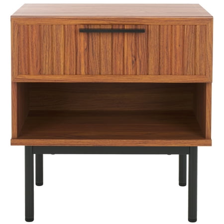 SAFAVIEH Axelle Modern 1 Drawer Nightstand Walnut/Black