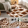 thumbnail image 5 of Round Rugs 5Ft, Brown Geometric Moroccan Round Area Rug Washable Indoor Throw Carpet, Abstract Art Coffee Ombre Modern Soft Non Slip Circle Rug for Cabinet Bathroom Home Decor Aesthetic, 5 of 8