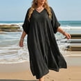 thumbnail image 5 of ZACPNCV Plus Size Women Sheer V Neck Loose Fit Dress Cover Up Lightweight Casual Beach Tunic Swimsuit Bikini Shawl Summer Outdoor, 5 of 7