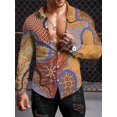 thumbnail image 1 of Camisas de manga larga con estampado retro para hombre, ropa de tendencia étnica, camisetas casuales de manga larga para exteriores de temporada para hombre, camisetas grandes para hombre, 1 of 6