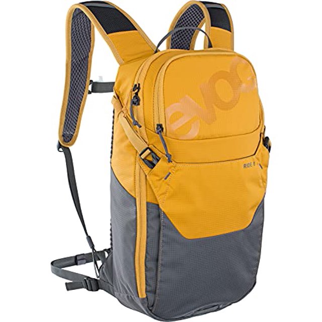 Evoc Ride 8 Sac à Dos - Sac à Dos d'Hydratation pour Vélo, Randonnée, Escalade, Course - Capacité de 8L Supporte jusqu'à 3L Vessie d'Hydratation avec Transport de Casque, Carbone/gris