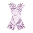 thumbnail image 2 of Girls Long Satin Gloves with Bow Decor, Solid Color Full Finger Costume Gloves for Girls,Long Formal Princess Dress Gloves for Birthday Party, Stage Performance and Photo Shoot Accessory Light Violet, 2 of 4