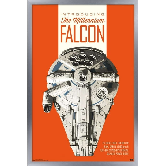 Star Wars: Solo - Millennium Falcon Wall Poster, 14.725" x 22.375", Framed