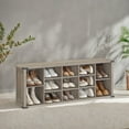 thumbnail image 2 of Shoe Bench, Shoe Storage Bench with 15 Compartments, Adjustable Shelves, Bench, Heather Greige, 2 of 7