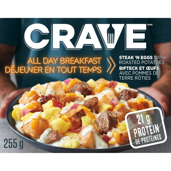 CRAVE All Day Breakfast Steak 'N Eggs with Roasted Potatoes, 255g