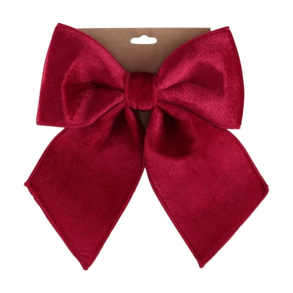 10.2" Burgundy Velvet Christmas Tree Topper Bow, Medium Ribbon Bow Decoration for Xmas Party, Wedding, Wall or Room Backdrop, Elegant Coquette Holiday Décor Ornament (Red)