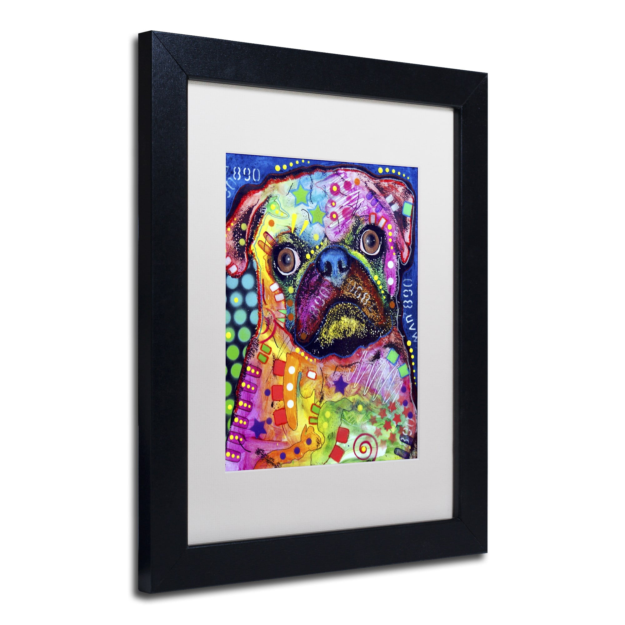 Trademark Fine Art "Pug 92309" Canvas Art by Dean Russo, White Matte, Black Frame