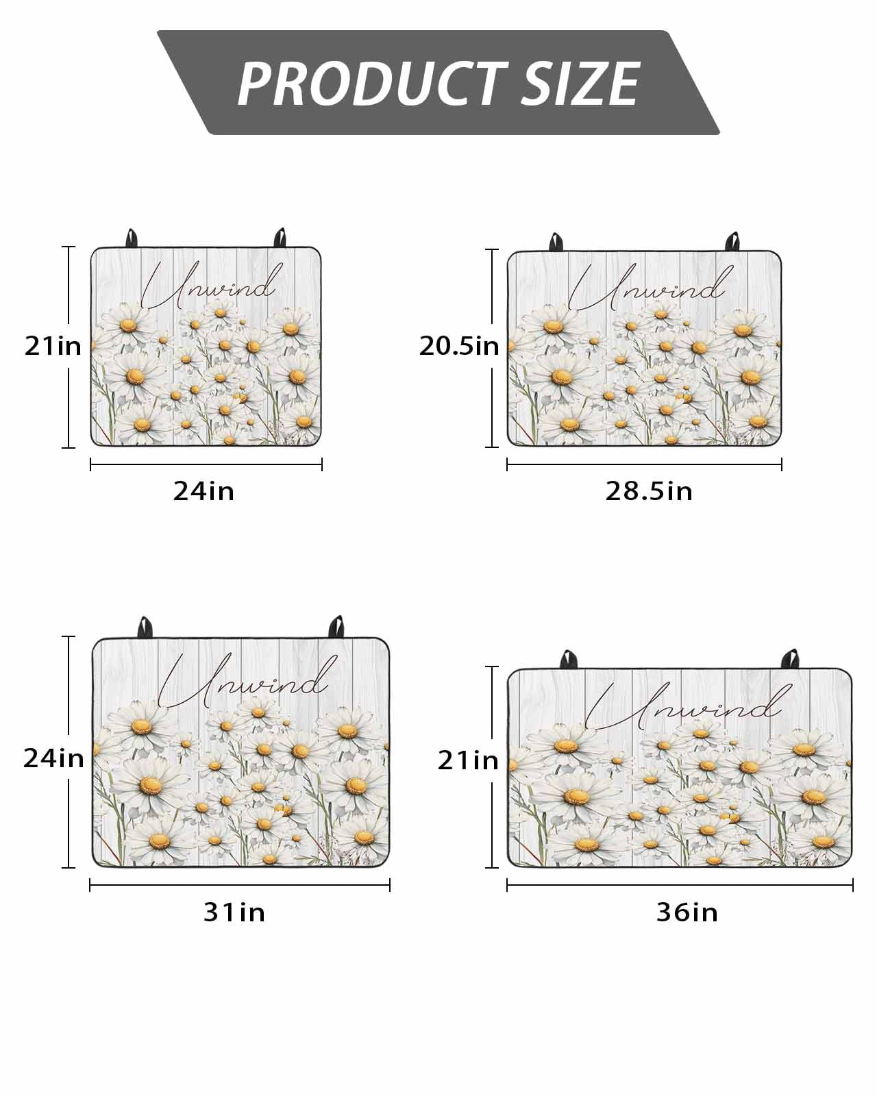 Daisy Stove Top Covers for Electric Stove, 28'x20'' Watercolor Flowers Vintage Wood Grain Glass Ceramic Stove Cover Foldable Rubber Mat Heat Resistant Cooktop Protector for Kitchen