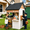 Black White, variant on Conchico Outdoor Grocery Store Playhouse, Wooden Playhouse w/ Toy BBQ Grill, Toy Cash Register & Pretend Food Set For Summer Backyard, Green & Brown