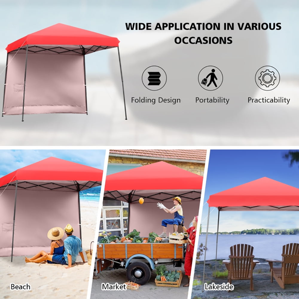 Aimee Lii 10 x 10 Feet Pop Up Tent Slant Leg Canopy with Detachable Side Wall, Backyard Canopy Gazebo, Red
