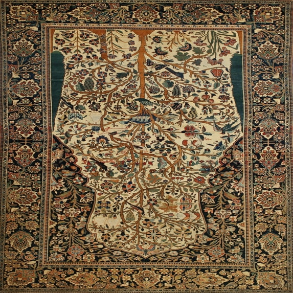 Ahgly Company Indoor Square Traditional Bakers Brown Persian Area Rugs, 4' Square