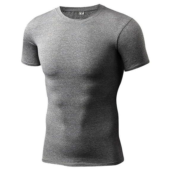 Men's Active Performance T-Shirt Stretchy Slim Fit Workout Running Gym Training Athletic Tee Wicking Lightweight Comfort Mens T-Shirts Solid Color Sleeve Casual Crew Neck Basic Tees