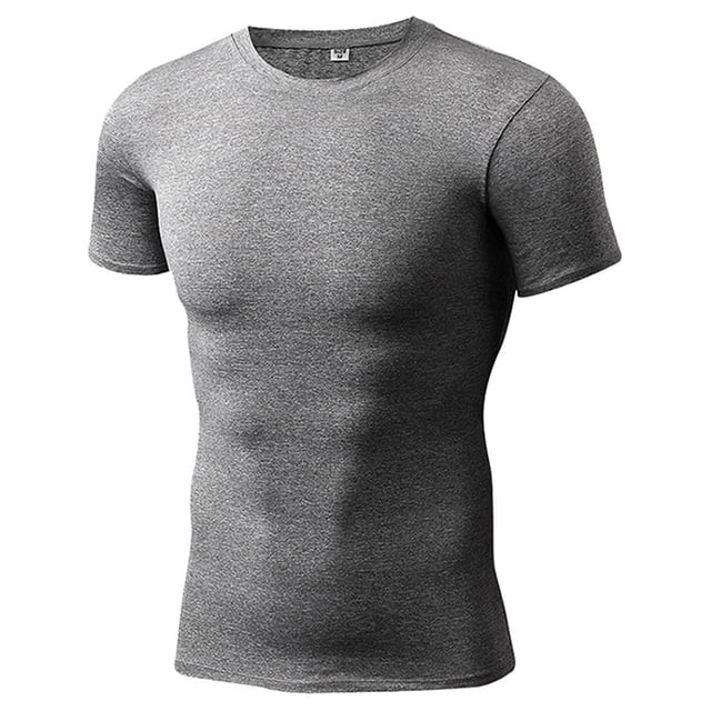Camiseta deportiva elástica de secado rápido para hombre: camiseta deportiva ajustada, ideal para correr o ir al gimnasio, tejido que absorbe la humedad