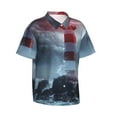 thumbnail image 2 of Daiia Lighthouse in a Stormy Sea Hawaiian Shirt for Men Gentle Cotton Regular Short Sleeve Casual-Medium, 2 of 9