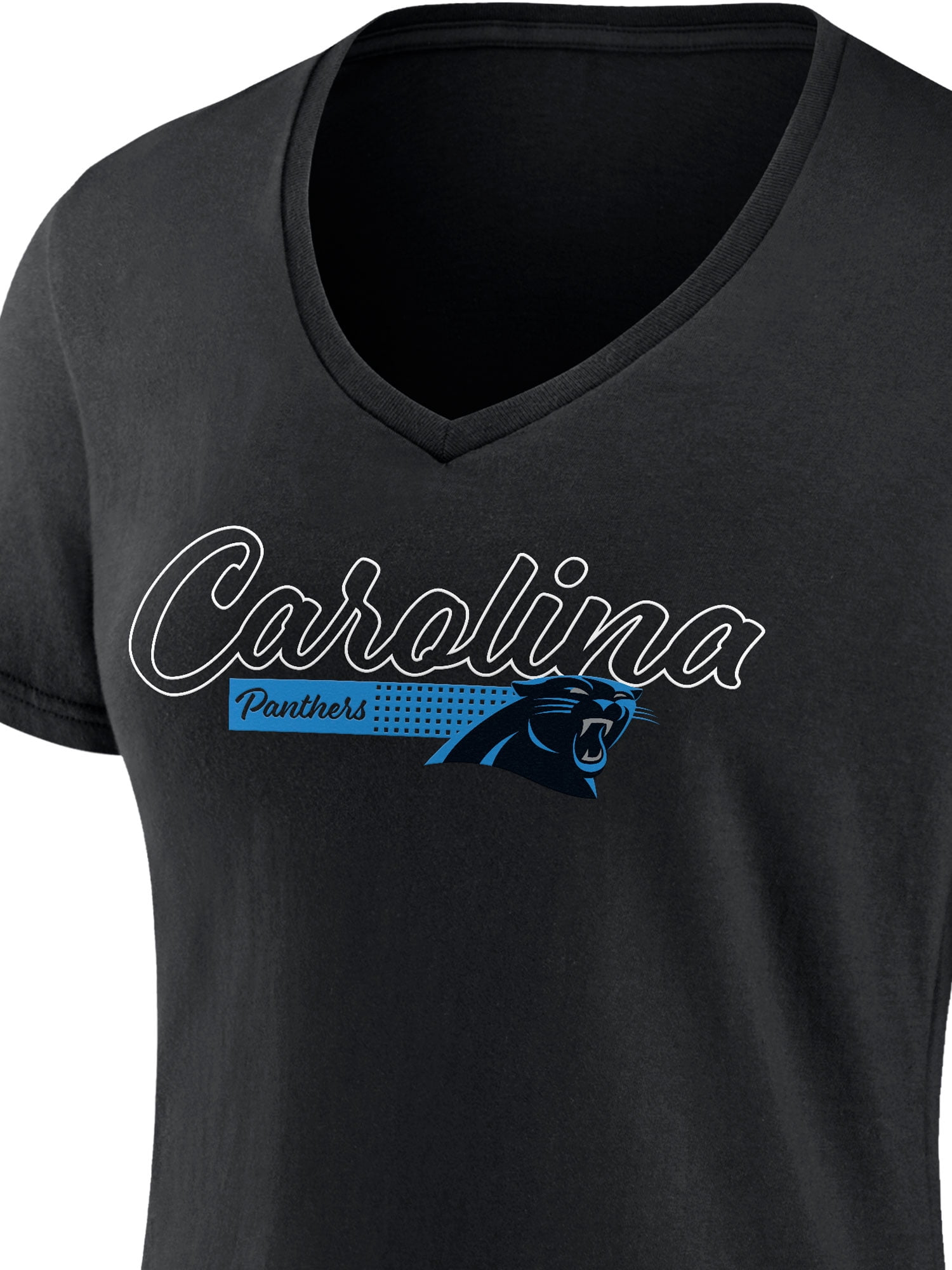 NFL Carolina Panthers Women's Cotton Black Short Sleeve T-Shirt