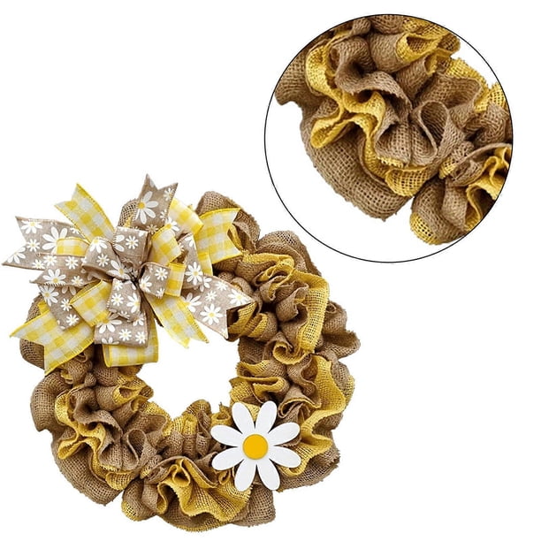 Spring Wreath Artificial Flower Wreath with Bowknot Summer Wreath for Front Door Wall Window Party Festival Wedding
