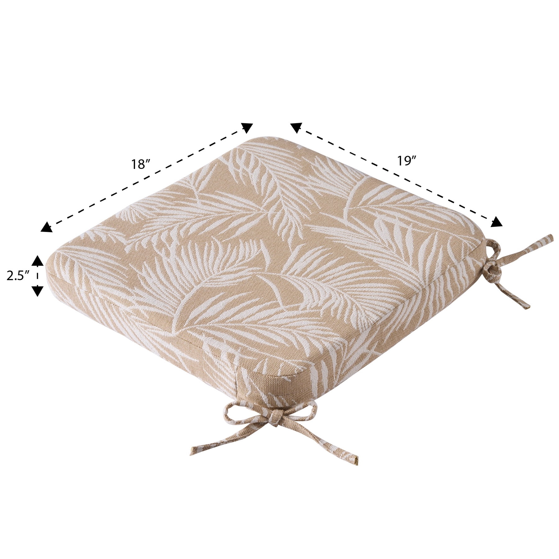 Better Homes & Gardens Rectangle Outdoor Seat Pad Cushion, 19 in x 18 in, 1-Piece, Palm Tan