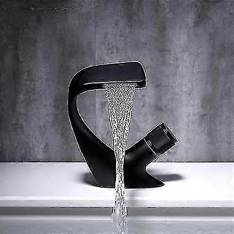 Hot And Cold Water Mixer Tap, Bathroom Sink Faucets, Black Faucet, Single Hole Crane, Deck Mounted Basin Faucet, Chrome Finish-Yvan