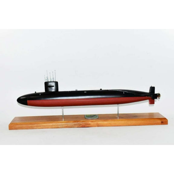 USS Puffer SSN-652 Submarine Model, US Navy, Scale Model, Mahogany, Sturgeon Class