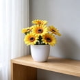 thumbnail image 6 of Dongrere Artificial Potted Plants with White Plastic Pot Fake Bush Greenery Faux Flower Arrangement Decorative for Home Bedroom Office Desk, A, 6 of 6