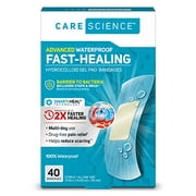 Care Science Fast-Healing Waterproof Hydrocolloid Gel Pad Bandages.75 in x 3 in 40 ct | 100% Waterproof Seal 2X Faster Healing Barrier to Bacteria for Blisters or Wound Care