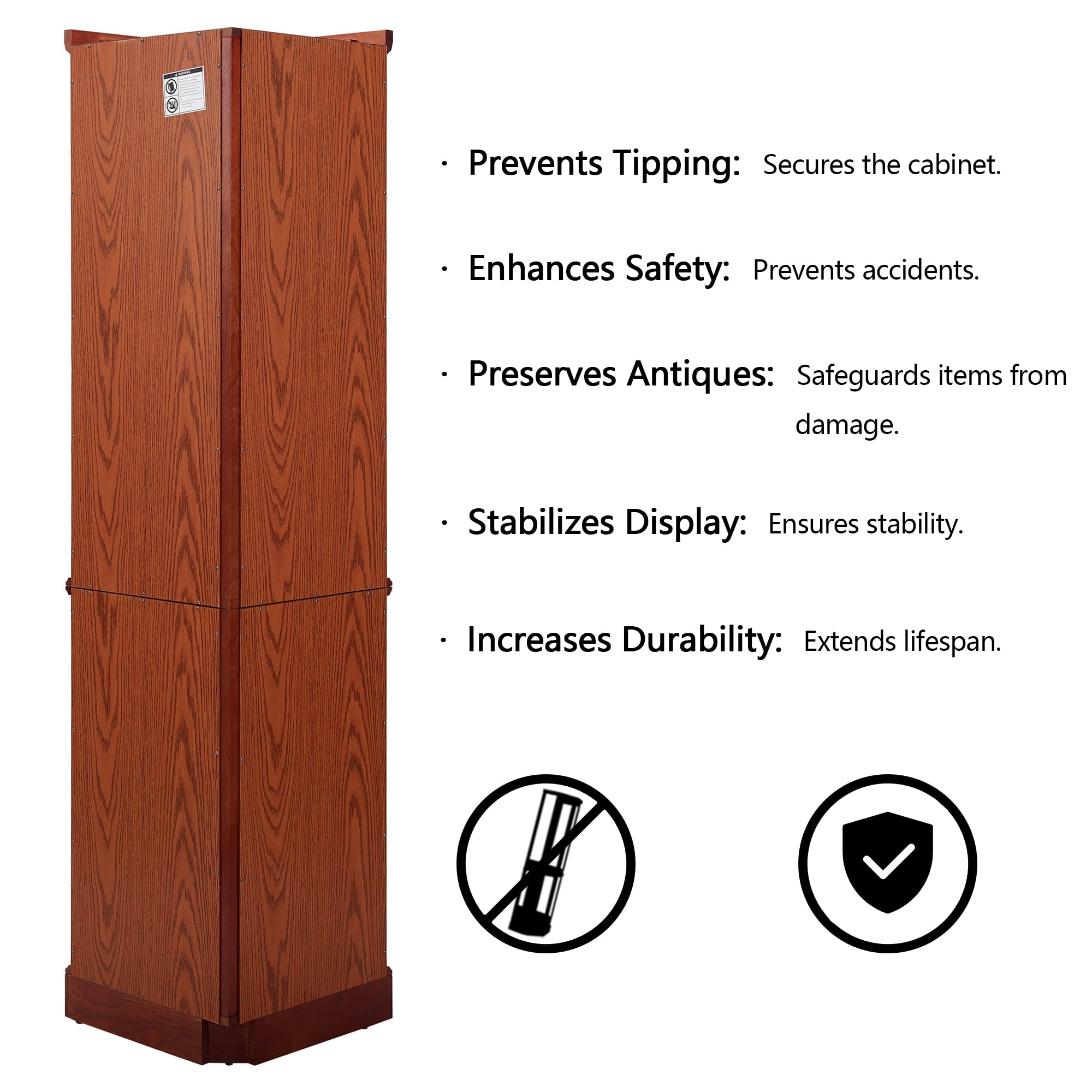 Miniyam 6 Shelf Corner Curio Display Cabinet with Lights, Glass Doors, Cherry