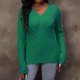 thumbnail image 2 of Blusa de manga larga con cuello en V y cuello en V para mujer, informal, sexy, a la moda, de Color sólido Fridja  bvmnju3903, 2 of 5