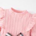 thumbnail image 3 of Toddler Girl 2Pcs Outfits Set Solid Ruffle Long Sleeve Ribbed T-Shirt Knit Tops Plaid Button Skirts Set Spring Fall Winter Clothes Kid 2-7 Years, 3 of 13