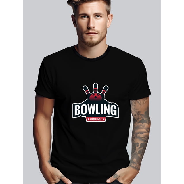T-shirt Graphique de Jeu de Quilles Décontracté pour Hommes - Col Rond, Manches Courtes, Tissu Extensible, Lavable en Machine - Parfait pour les Sorties d'Été