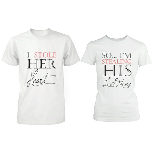 365 Printing - Stealing Heart & Last Name Couple T-Shirt WHITE (Two ...