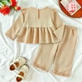 thumbnail image 6 of KPOPLK Toddler Girls 2Pcs Outfits Cute Baby Girl Plaid Print Long Sleeve Pant Set Flower Ruffle Top,Size 6-12 Months, 6 of 6