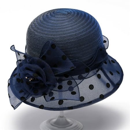 RKSTN Sun Hats for Women Polka Dot Beach Hats for Women Bucket Tea Party Hats for Women Weddings Versatile