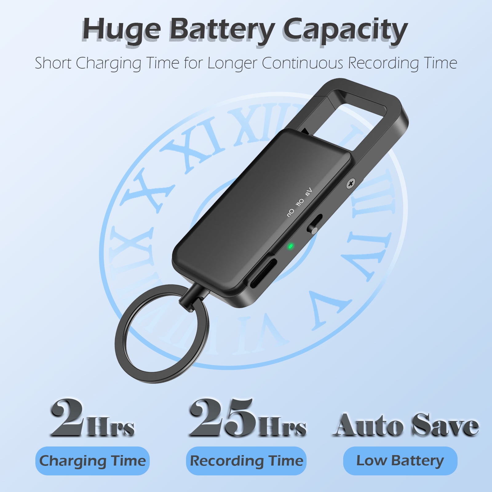 RONY 64GB Voice Recorder with Playback, 2324 Hours Keychain Voice Activated Recorder with Noise Reduction for Lectures, Meetings, Interviews
