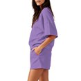 thumbnail image 4 of Sheghy Summer Sets for Women 100%Cotton Women Casual Resort 2 Piece Set Sleeveless Stand Collar Striped Half Button Top & Elastic Waist Shorts, 4 of 9