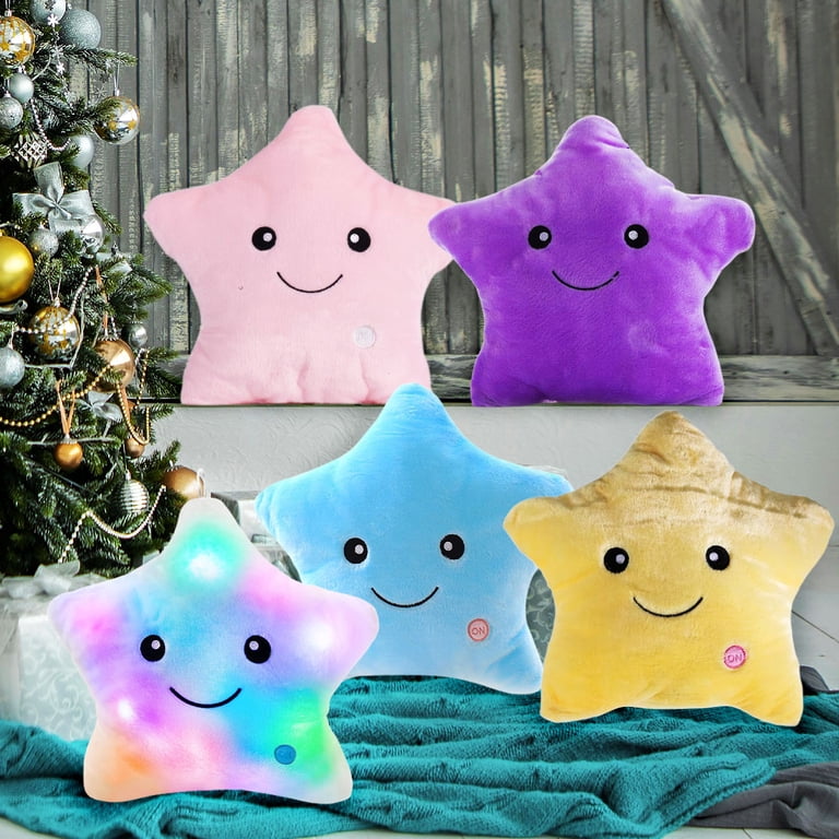 Rirool 14 Inch Blue Light Up Star Plush Pillow photo 2