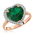 thumbnail image 2 of Galaxy Gold 2.89 Carat Total Weight 14K Solid Rose Gold Emerald Natural Diamonds Halo Ring Brilliant Heart Shape Cut and Round Diamonds Anniversary Engagement Promise Ring (6.5), 2 of 3