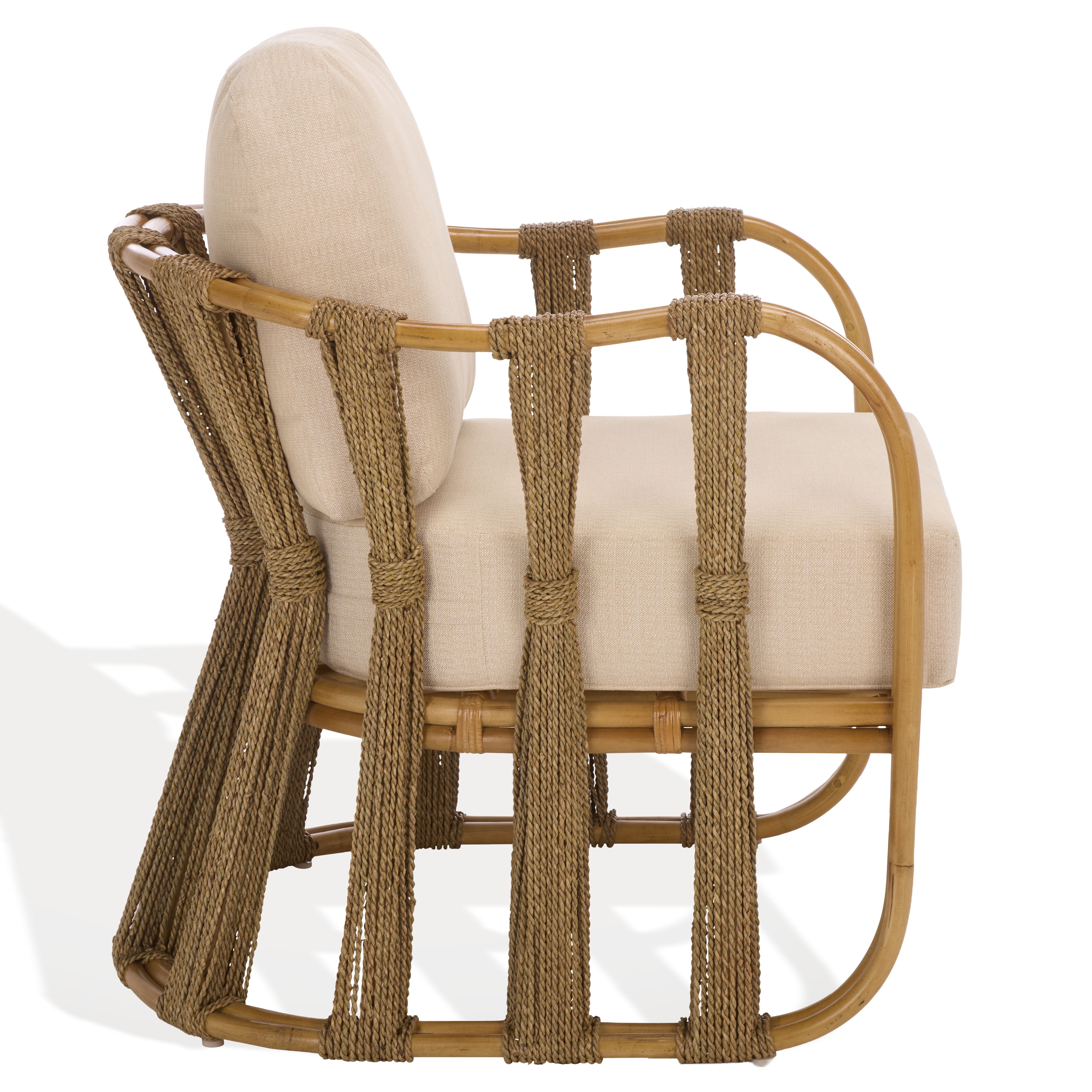 Safavieh Couture Pennylyn Seagrass Modern Accent Chair, Walnut/White