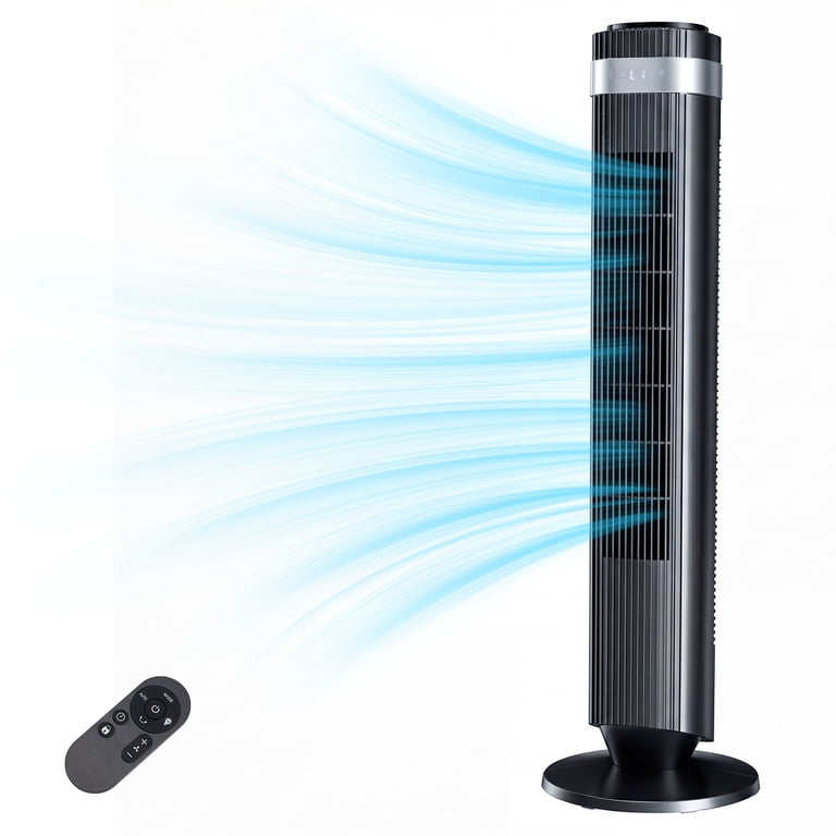 EDX 28dB Bladeless Tower Fan, 5 Speeds, 12H Timer, Remote photo 1