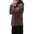 thumbnail image 5 of X RAY Jeans Mens Moto Jacket with Hood and Faux Shearling Lining, Burgundy, S, 5 of 11