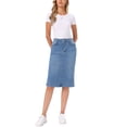 thumbnail image 2 of INSPIRE CHIC Denim Skirt for Women Back to School High Waist Split Back Pockets Knee Length Pencil Skirt S Sky Blue, 2 of 6