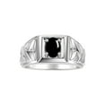thumbnail image 1 of RYLOS Men's Rings Sterling Silver Rings Designer Weave Band 7X5MM Oval Gemstone & Diamond Ring Onyx October Birthstone Rings For Men Size 8, 1 of 6