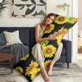 thumbnail image 5 of Boho Sunflower Body Pillow Cover – Soft & Breathable, Hidden Zipper, 20"x54", Vintage Floral Print with Butterflies & Bees – Gift for Side Sleepers, Pregnancy, Farmhouse Decor, 5 of 7