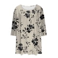 thumbnail image 4 of YLHFASHION T-Shirts Décontractés pour Femmes Grande Taille Manches 3/4 Col Rond Tuniques Mignonnes Basiques Blouses de Travail jusqu'à 50 % de Réduction T-shirt Manches Longues pour Femmes, 4 of 5