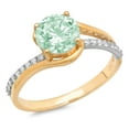 thumbnail image 2 of 1.71 ct Round Cut Simulated Green Diamond Solitaire with Accents Engagement Ring for Women in 18K White/Yellow Gold, 2 of 2
